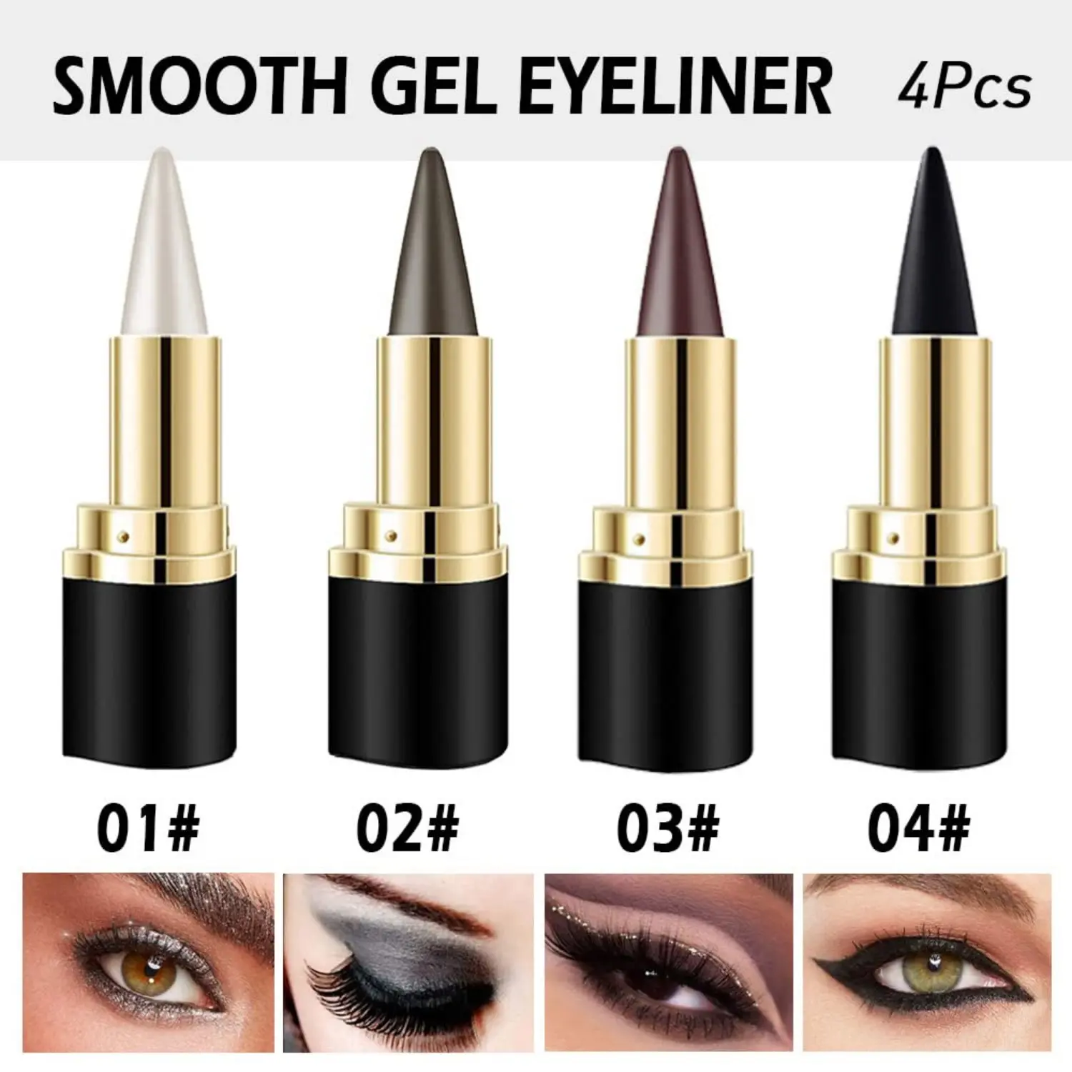 2-Pack Creamy Black Pencil Eyeliner Crayons - Waterline, Smudge-Proof, Water-Resistant, Long-Lasting Crayon Format for Smoky Eyes, Goth Halloween Makeup, Waterline Eyeliner, Smudge Proof Eyeliner