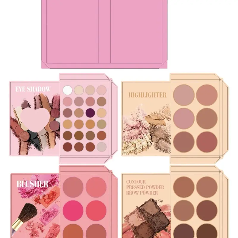 1420- Liza's Book Eyeshadow Highlighter Blush Contour Makeup Palette with Eye Shadow Highlighter Blusher and Contour Pressed Powder Brow Powder Options