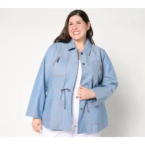 Dennis Basso Chambray Jacket with Contrast Stitching