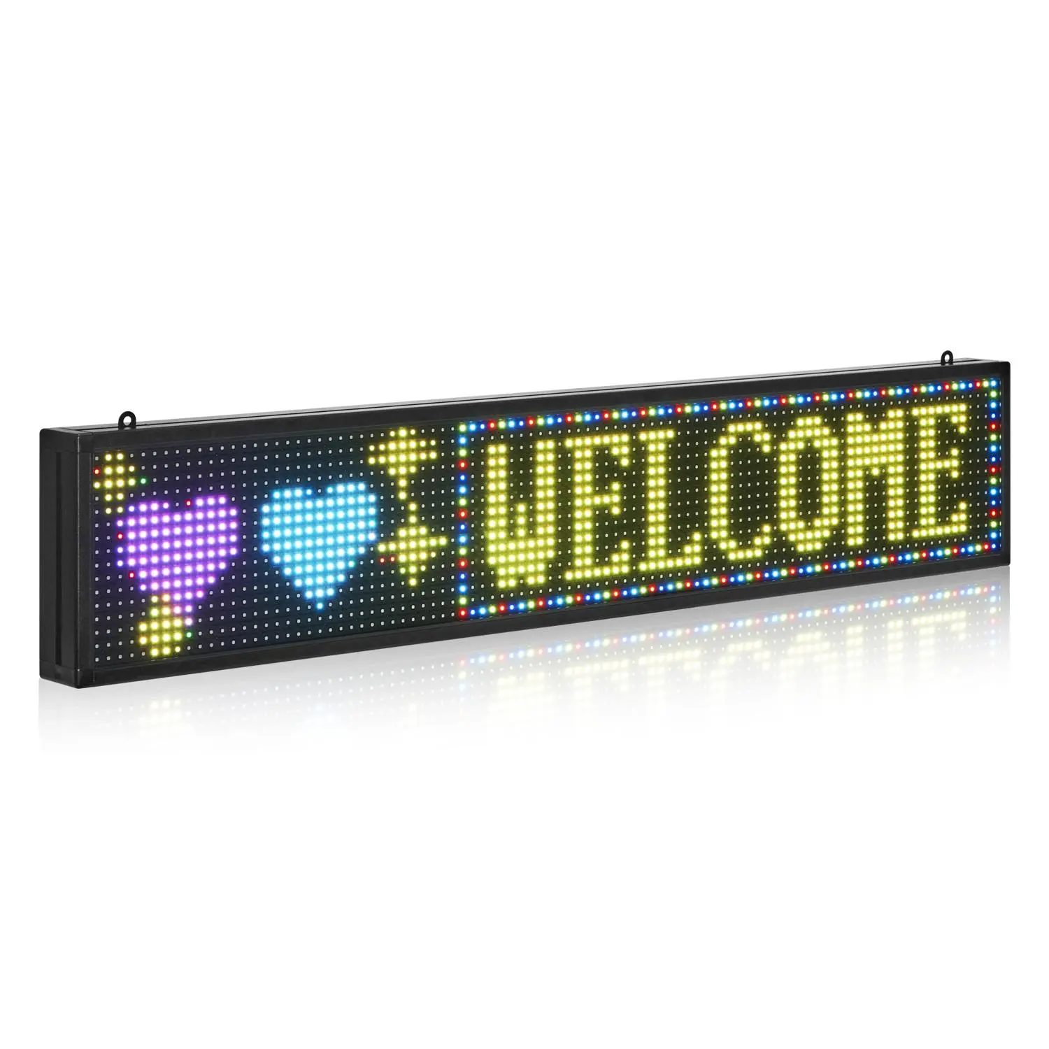 【Backtoschool】VEVOR Programmable P10 Full Color Flexible LED Sign, 16x128 Pixels Aluminum Frame, Bluetooth APP Control, DIY Custom Text Pattern GIF Display Board, Wall Mount Vertical/Horizontal 52x8 in Shop Sign for Store Advertising, App Controlled