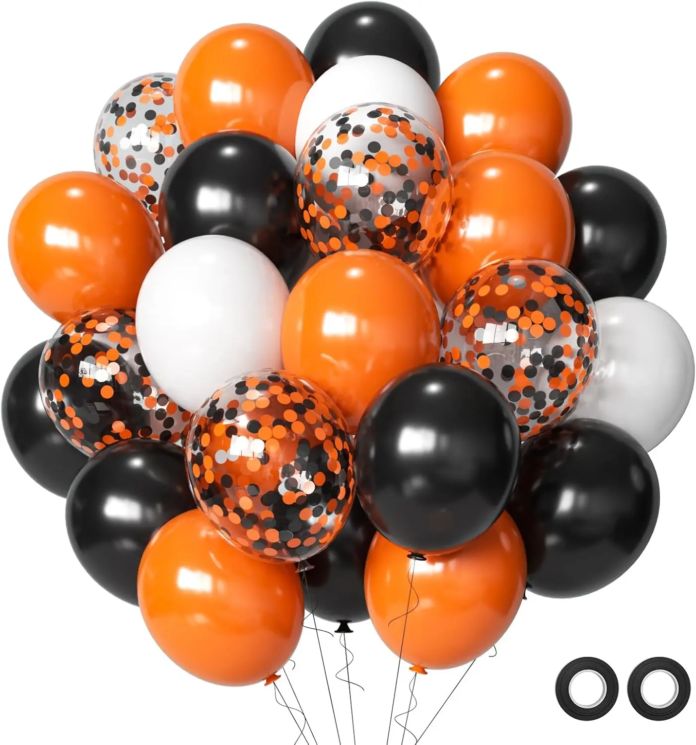 Balloons Black Orange Balloons Set, 50Pcs 12inch Black White Orange Confetti Latex Balloon Balloon for Valentines Day Celebration Party Bar Anniversary Graduation Happy New Year Decoration