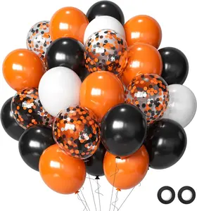 Balloons Black Orange Balloons Set, 50Pcs 12inch Black White Orange Confetti Latex Balloon Balloon for Valentines Day Celebration Party Bar Anniversary Graduation Happy New Year Decoration