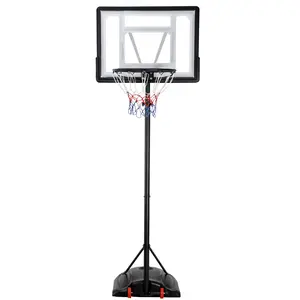 Z+Zeny Height-Adjustable Basketball Hoop System with 7.2-9.2ft Height Range, PVC Backboard for Adults and Kids
