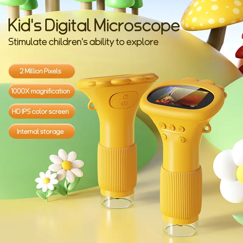 ASPOVEN Kid Microscope, 2" IPS Screen 1000X Handheld Digital Microscopes HD Portable Mini USB Microscope Camera,STEM Educational Science Toys,PC Compatible,Christmas & Birthday Gifts for Age 5 6 7 8 9 10 11 12 Girls & Boys