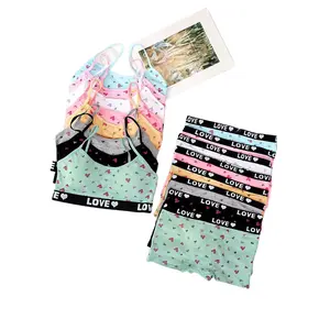 4 Sets in a Pack of Cotton Girls' Bra and Panty Set Suitable for 7-12 Years Old