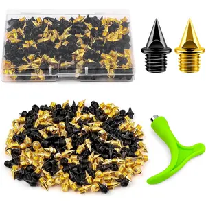 1/4 Inch Track Spikes, 220pcs Stainless Steel Track and Cross Country Spikes Golf Shoe Spikes with Spike Wrench, Replacement Spikes for Sprint Sports Short Running Track Shoes
