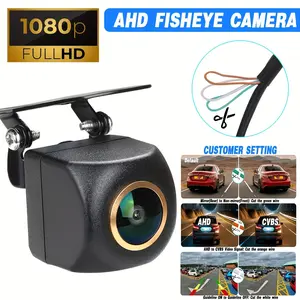 Fisheye Car Backup Camera AHD - Front & Rear View Reverse Camera with Night Vision, Parking Guide Lines, Wide Angle for SUV, RV, and Pickup Truck, Vehicle Safety System, Multifunctional Car Accessories
