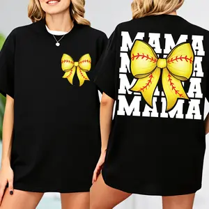 Softball Mama T-shirt, Coquette Softball T-shirt, Softball Season T-shirt, Yellow Bow Softball Shirt, Aesthetic Shirt, Softball Mom T-shirt