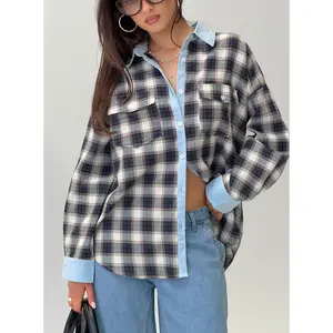 Walda Contrast Flannel Shirt Blue Check