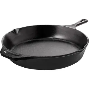 Cast Iron Skillets 12 Inch, Chef's Pan, Pre-Seasoned Frying Pan, Stovetop, Oven, Campfire and Grill Large Skillet, Even Heat Distribution Multipurpose Cast Iron Pan - Black