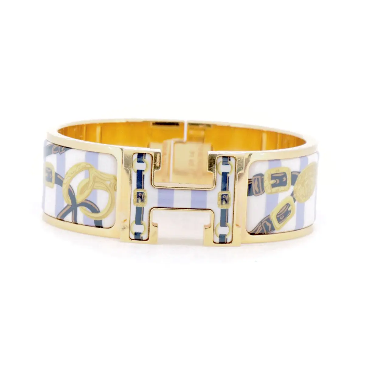 Pre-owned HERMÈS Patent Leather Small Leather Goods Hermes Click H Enamel Bracelet