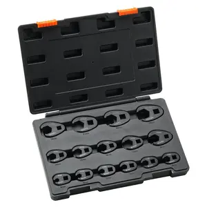 VEVOR Crowfoot Wrench Set,  1/2" and 3/8" Drive 15-Piece Crows Foot Wrench Set with PP Storage Case,  Metric 8-24 mm, CRMO Steel and  Manganese Phosphate Finish, for Mechanical Maintenance and Repairs