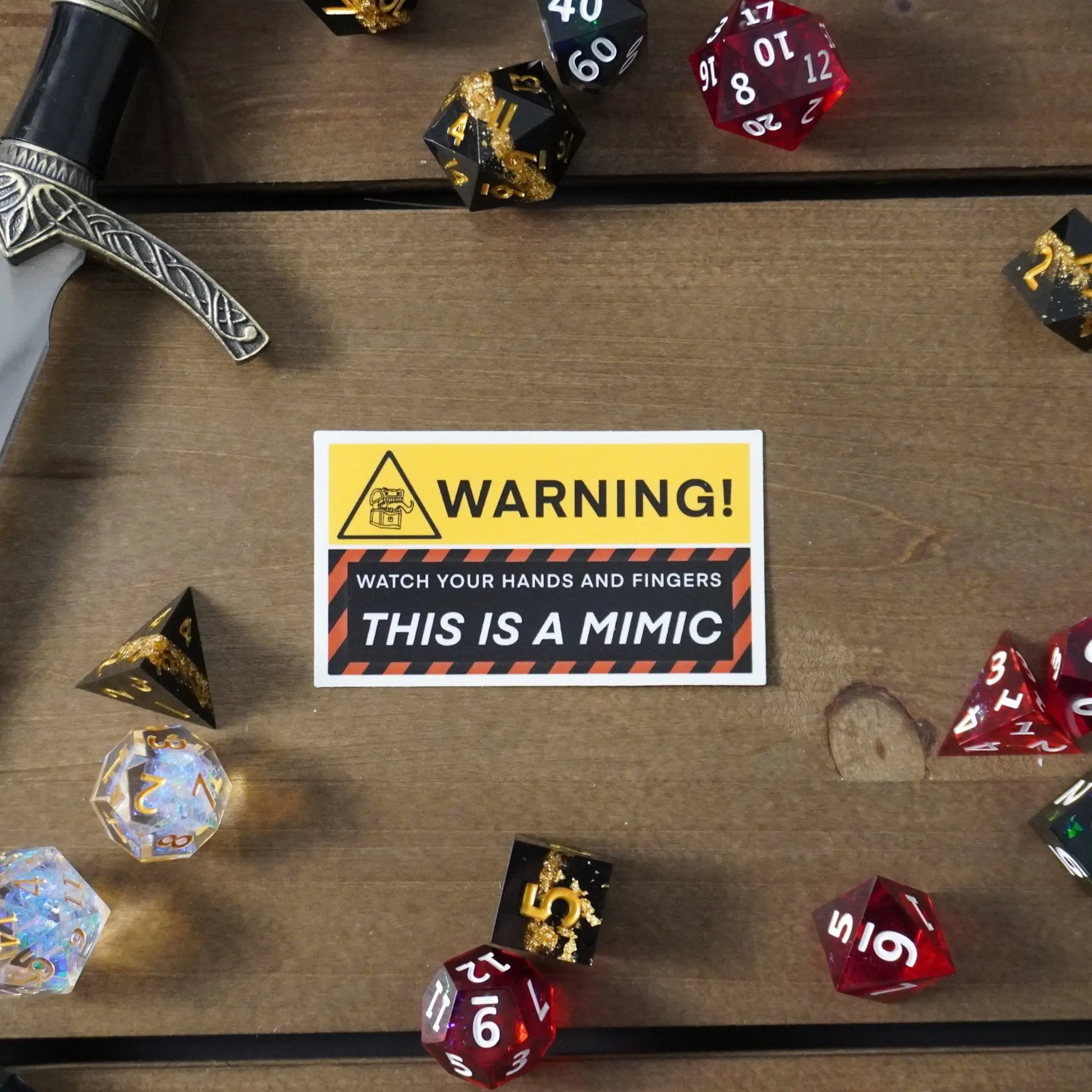 Warning! This is a Mimic Sticker, Waterproof DnD Dungeons and Dragons RPG Funny Joke Stickers