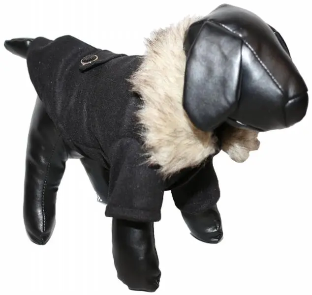 Pet Life LLC Buttoned Coast-Guard Fashion Pet Coat - Faux-Fur Collar, Wool Fabric, Warm Insulating Outerwear for Dogs & Cats