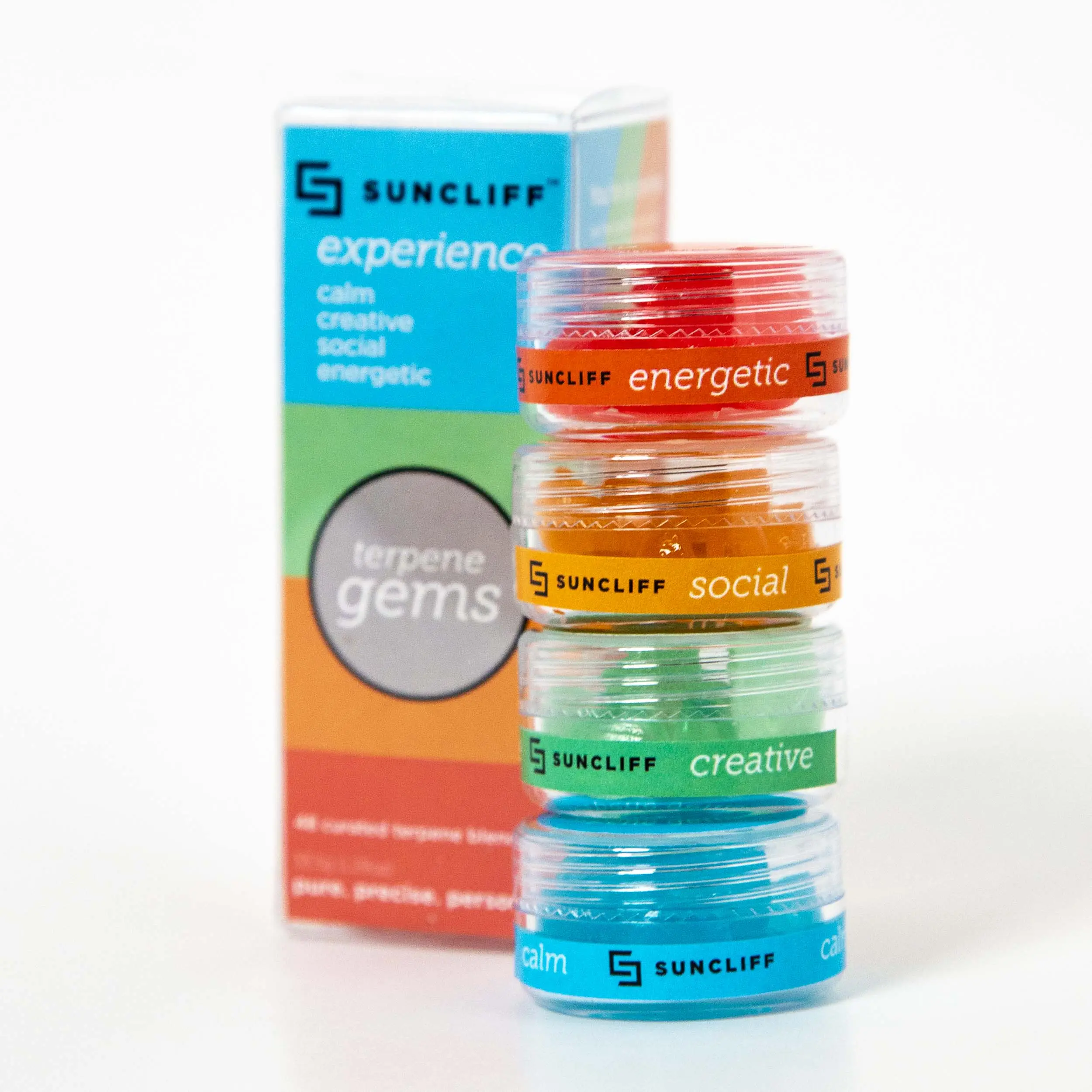 Suncliff Terpene Gems 48-Count | Experience Pack | Calm | Creative | Social | Energetic Natural Mood Gems Edible Dietary Gummies Blue Raspberry
