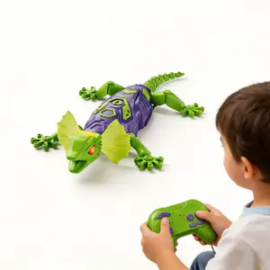 Remote Control Wall Climbing Chameleon, LED Light-Up, Two Modes, Crawls on Glass and Walls, Interactive Toy for Children and Pets