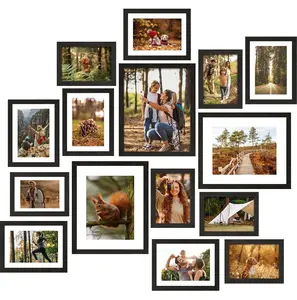 Picture Frames Set, 15 Pack Black Picture Frames Collage Wall Decor for Assorted Photos, Three 8x10, Six 5x7, Six 4x6 for Wall Hanging or Tabletop Display