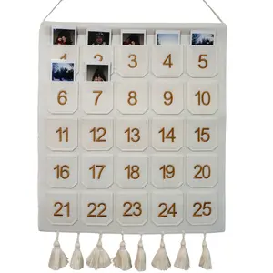 Polaroid Advent Calendar, Photo Christmas Countdown Fabric with 25 Pockets for Mini Polaroid Pictures Personalized Keepsakes for Holiday Season