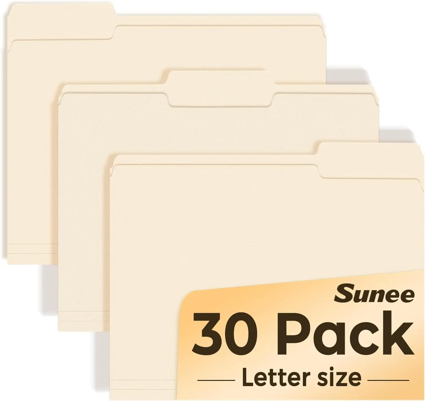 SUNEE File Folders, 30 Pack Manilla Folders 8.5 x 11, 1/3 Cut Tab for Easy Labeling and Organization, Durable Standard Paper for Home, Office, School Filing,back to school haul,college school supplies,back to school shopping