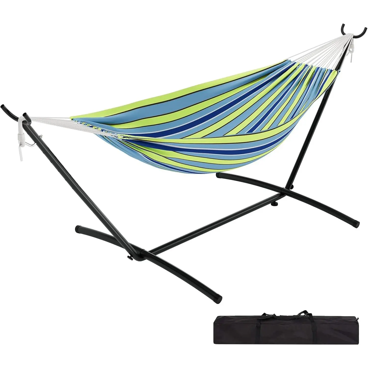 【Father's Day Gift】Double Hammock and Stand Combo,Portable 2-Person Hammock with 450 Lbs Capacity with Carry Bag for Outdoor Patio Garden Yard