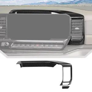 Carbon Fiber Style Central Control Navigation GPS Panel Trim Cover for Chevy Silverado 2022+ Car Interior Accessories Decoration ABS Material UV Scratch Resistant Easy Install Automotive Detailing