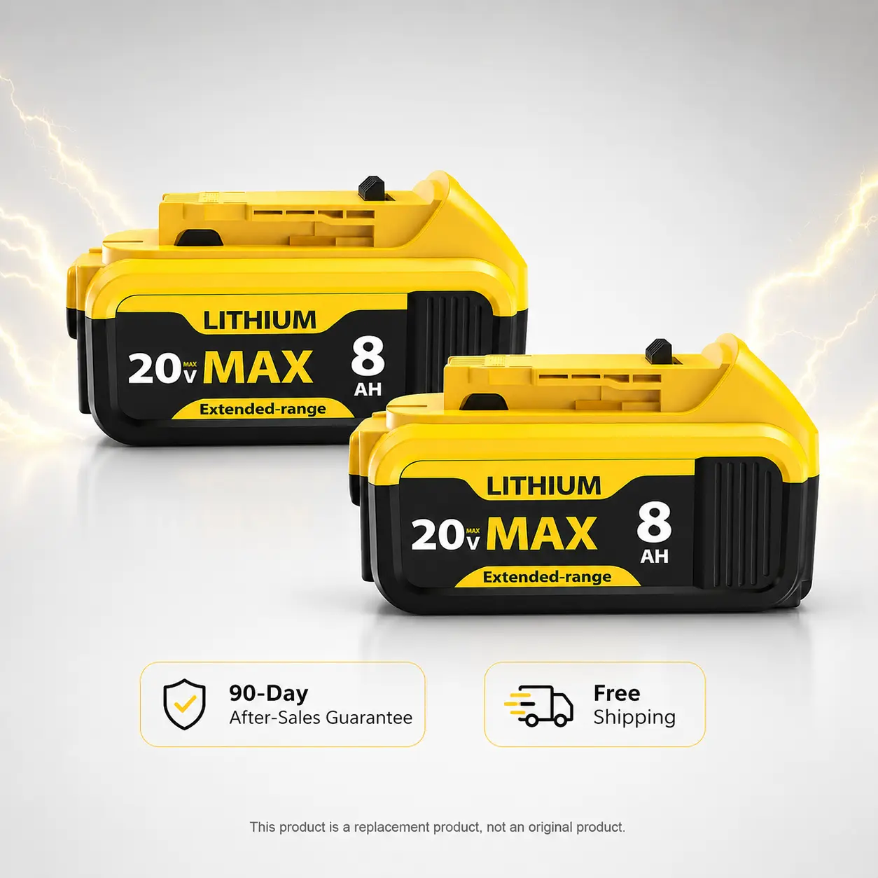 20V MAX 8.0Ah Replacement Battery Compatible with DEWALT 20V Tools, High Power Lithium Ion Battery, Long Lasting & Stable Output for Cordless Tools