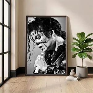 Michael Jackson Black and White Poster, Iconic King of Pop Photography Print, Vintage Music Wall Art, MJ Fan Gift, Unframed Decor