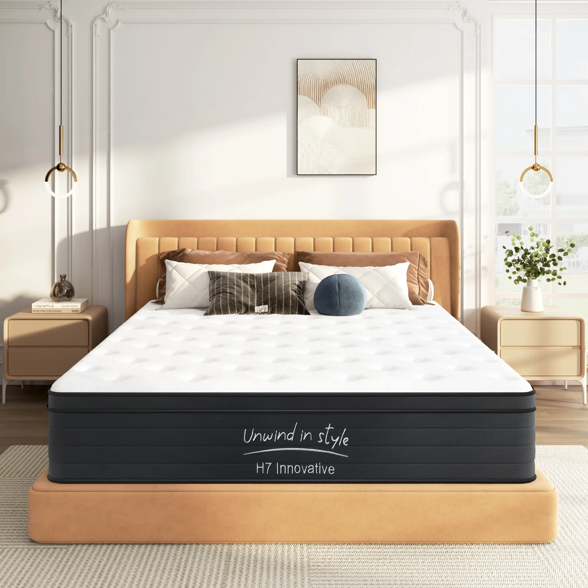DlandHome Boxed Memory Foam Mattress Medium Firm, Soft & Comfortable, Hybrid Bed – Queen/King