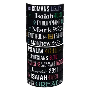 OIDEA Christian Bible Silicone Stretch Bracelets, 12-Piece Unisex Scripture Print Wristbands with Bible Verses, Inspirational Faith Hope Strength Accessories for Men and Women, Scripture Prints, Stretch Fit