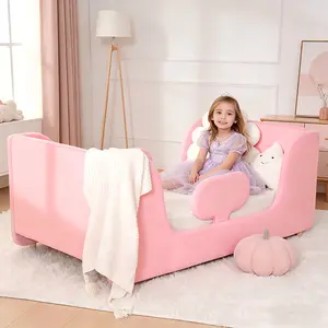 Lilypelle Toddler Bed Frame, With Detachable Safety Railing, CPSC Certified Boy and Girl Crib, Standard Crib, Certified Fabric Toddler Bed Frame, Excluding Mattress