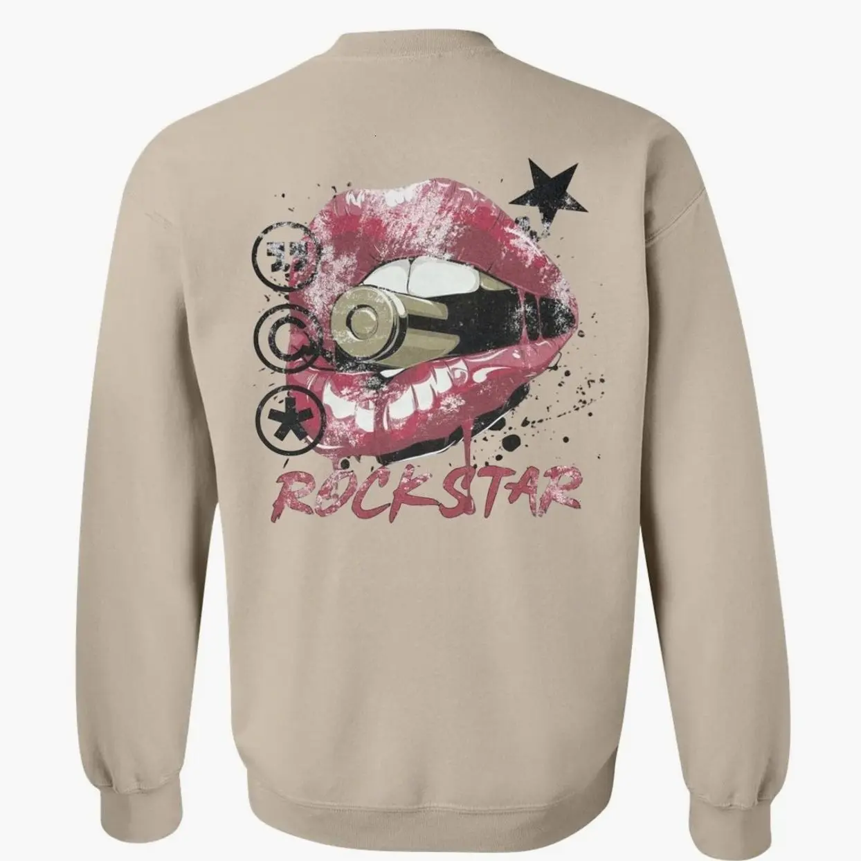 Rockstar Lips Sweatshirt, Grunge Aesthetic Pullover, Bold Graphic Streetwear, Edgy Vintage Style Top, Music Lover Gift, Christmas Gift for Him Her
