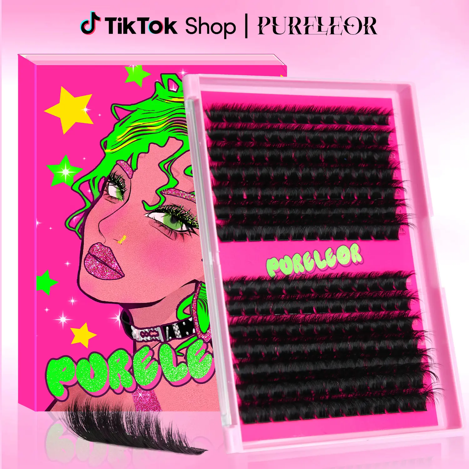 PURELEOR Lash Clusters Volume 50D 80D 100D 150D Individual Lashes D Curl Eyelash Extensions 10-12-14-16mm Mixed False Eyelashes for Daily&Party
