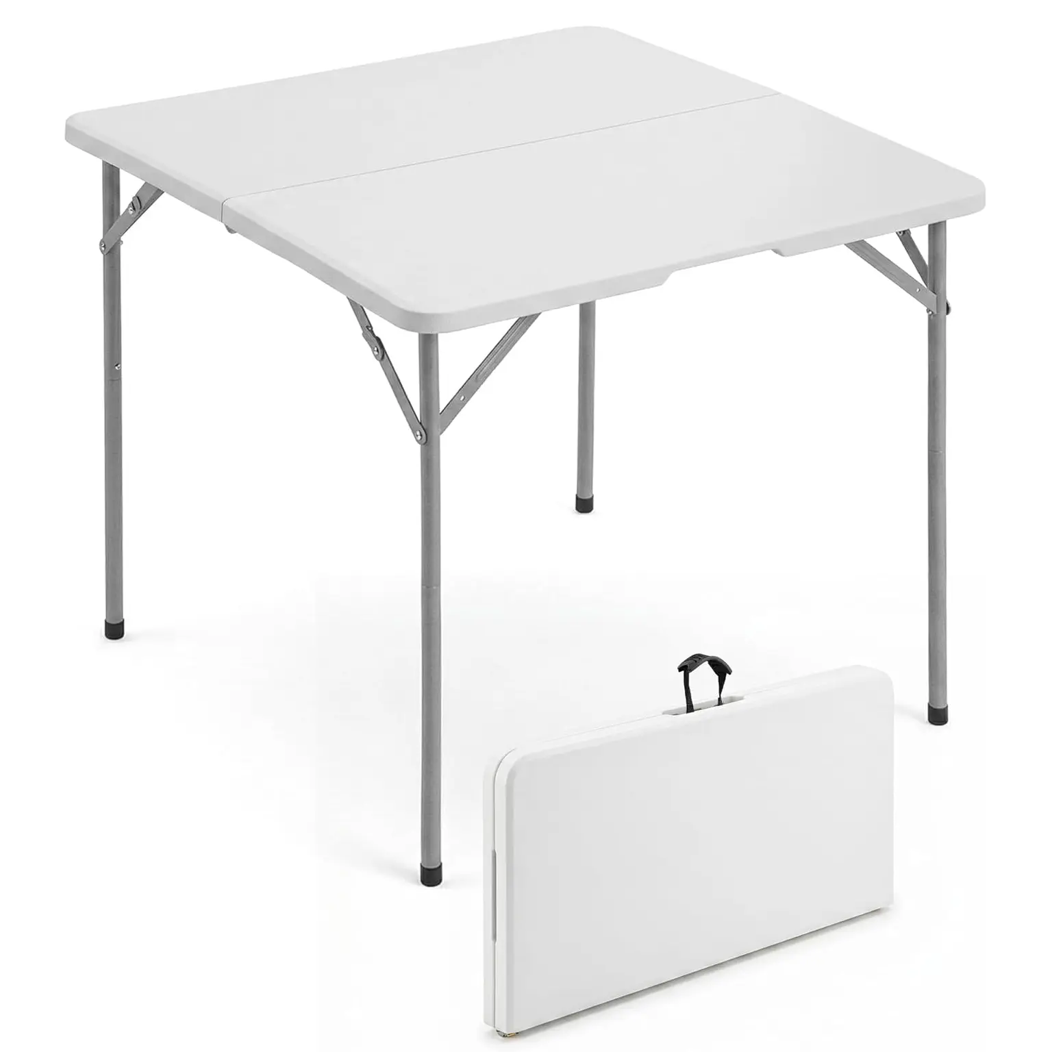 34" Square Folding Table Plastic Portable Card Table with Handle Heavy Duty Foldable Table for Game Puzzles Gathering Camping Party Kitchen Dining Indoor Outdoor Commercial event sturdy design
