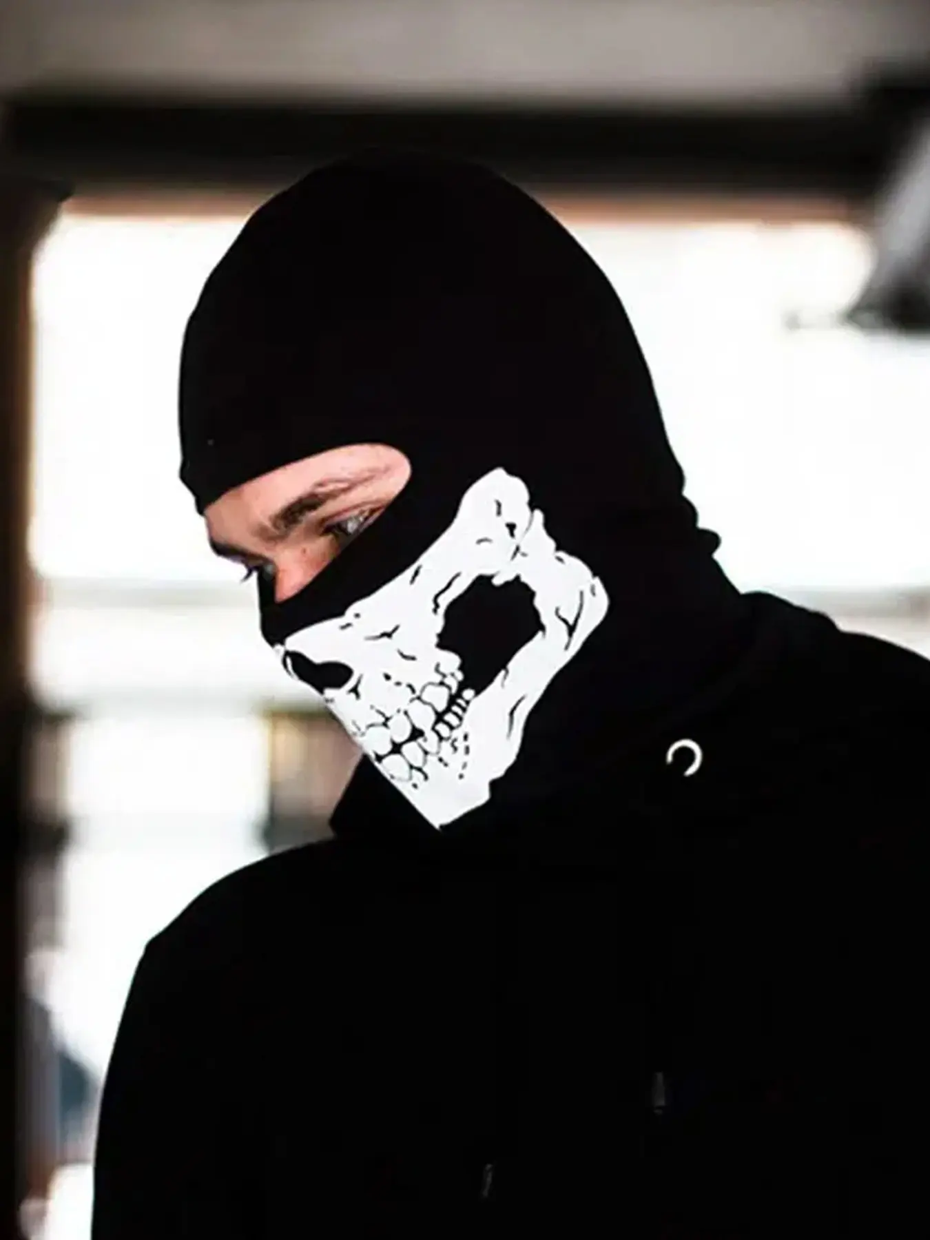 Halloween Spooky Skull Print Balaclava Costume, Ghost Full Face Motorcycle Mask, Outdoor Riding Men's Hat, Ski Cap, Role Play Gear, Party Accessory, Themed Headwear, Mask Cosplay