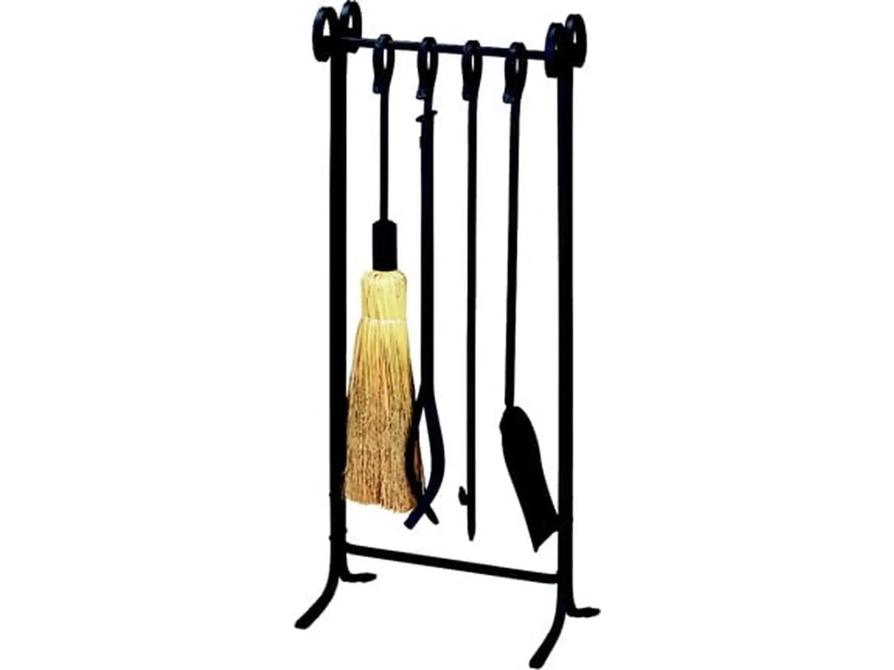 Uniflame F-1111 5-Piece Black Wrought Iron Inline Fireset - 32-Inch High Iron Accessory, Heavy-Weight Wood-Burning Home Heating Item for Home Improvement, Patio Fire Pits, Convenient Classy Addition
