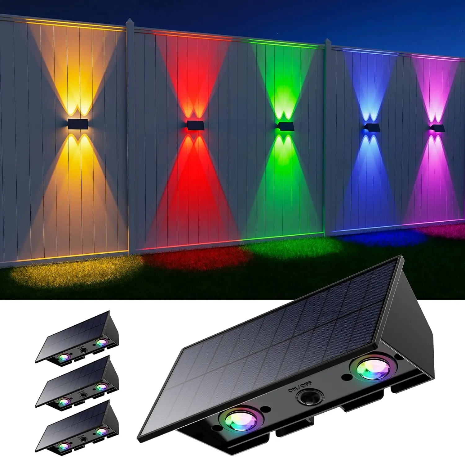Hoodink Solar Wall Lights, Up and Down Lighting Solar Outdoor Light Waterproof IP65, Solar Fence Light for Yard Deck Garden Garage Walkway Porch Christmas Decorations
