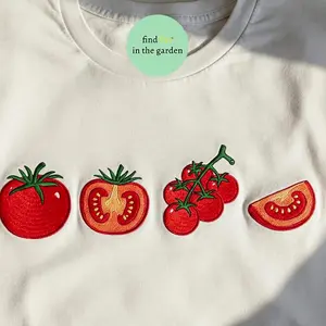 Tomato Embroidered T-shirt/Sweatshirt/Hoodie, Fruit Sweater, Botanical Crew Neck, Cottagecore Clothing Vegan Tee, Garden Shirt Vegetable Pullover, Aesthetic Clothes