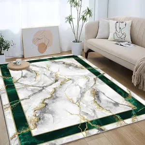 Crystal Velvet Marble Decorative Geometric Pattern Rug, Soft Area Rug, Waterproof & Easy Clean, Soft Comfortable Mat for Door Mats, Kitchen, Living Room, Bedroom, Hallway