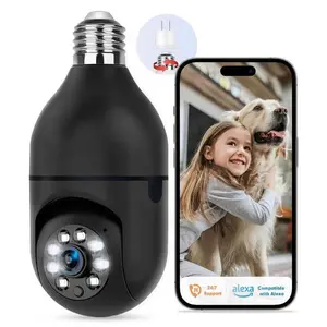 Light bulb camera 5G&2.4GHz WiFi 3MP Security Cameras Wireless Outdoor Motion Detection and Alarm,Two-Way Talk,Color Night Vision,Human Detection