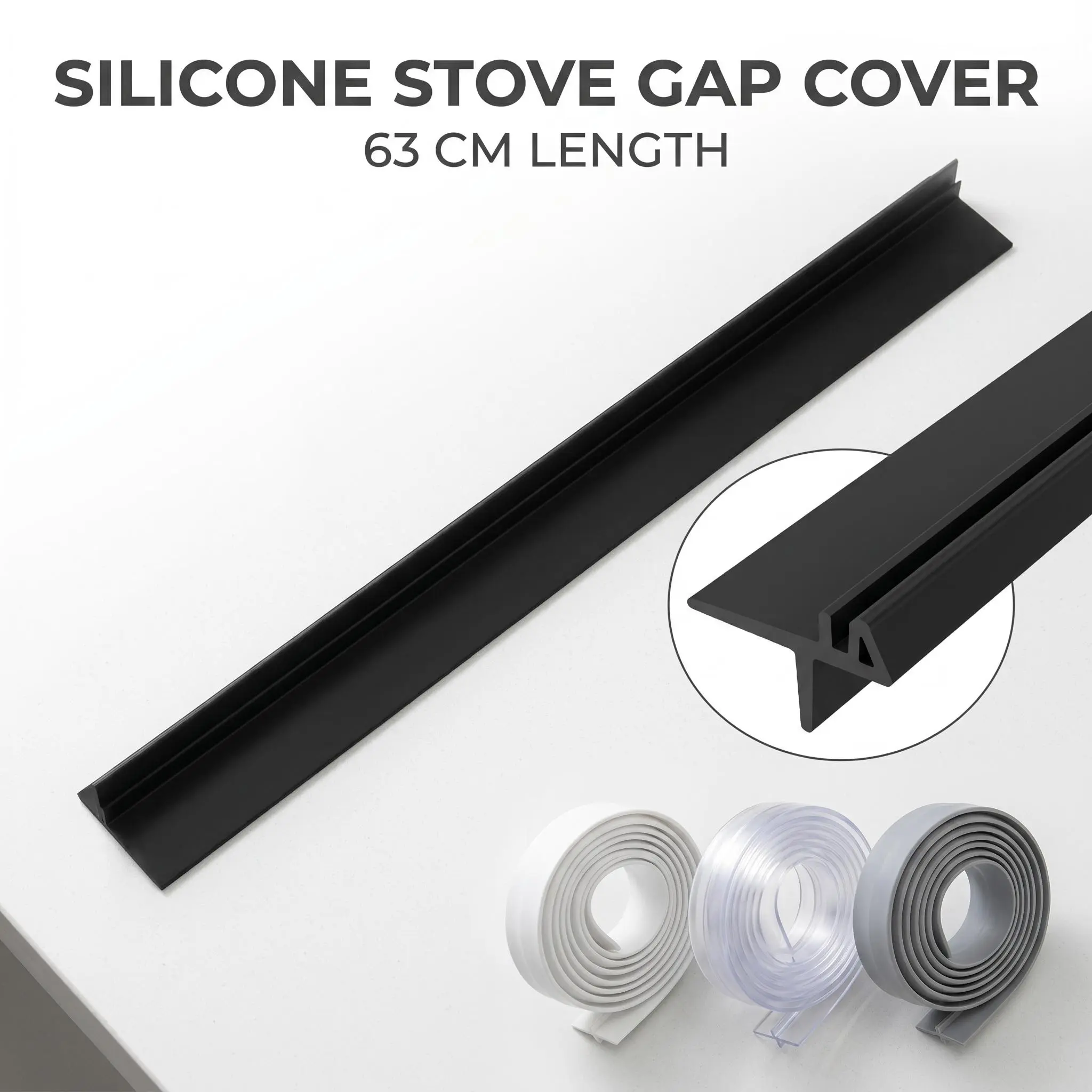 Silicone Stove Gap Cover, Heat Resistant Stove Gap Filler, Anti-Spill Kitchen Gap Strip Between Stove & Countertop
