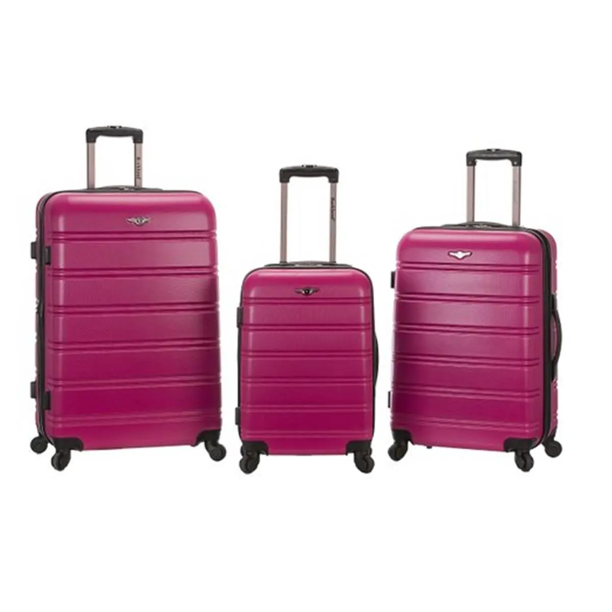 212 MAIN Expandable 3-Piece Magenta Rockland Luggage Set - Sturdy ABS Hard Shell, 360° Spinner Wheels, Adjustable Handle, Airport-Friendly, Airport Fit Ideas, Weight-Saving, 13 x 9 x 20 in Travel Luggage