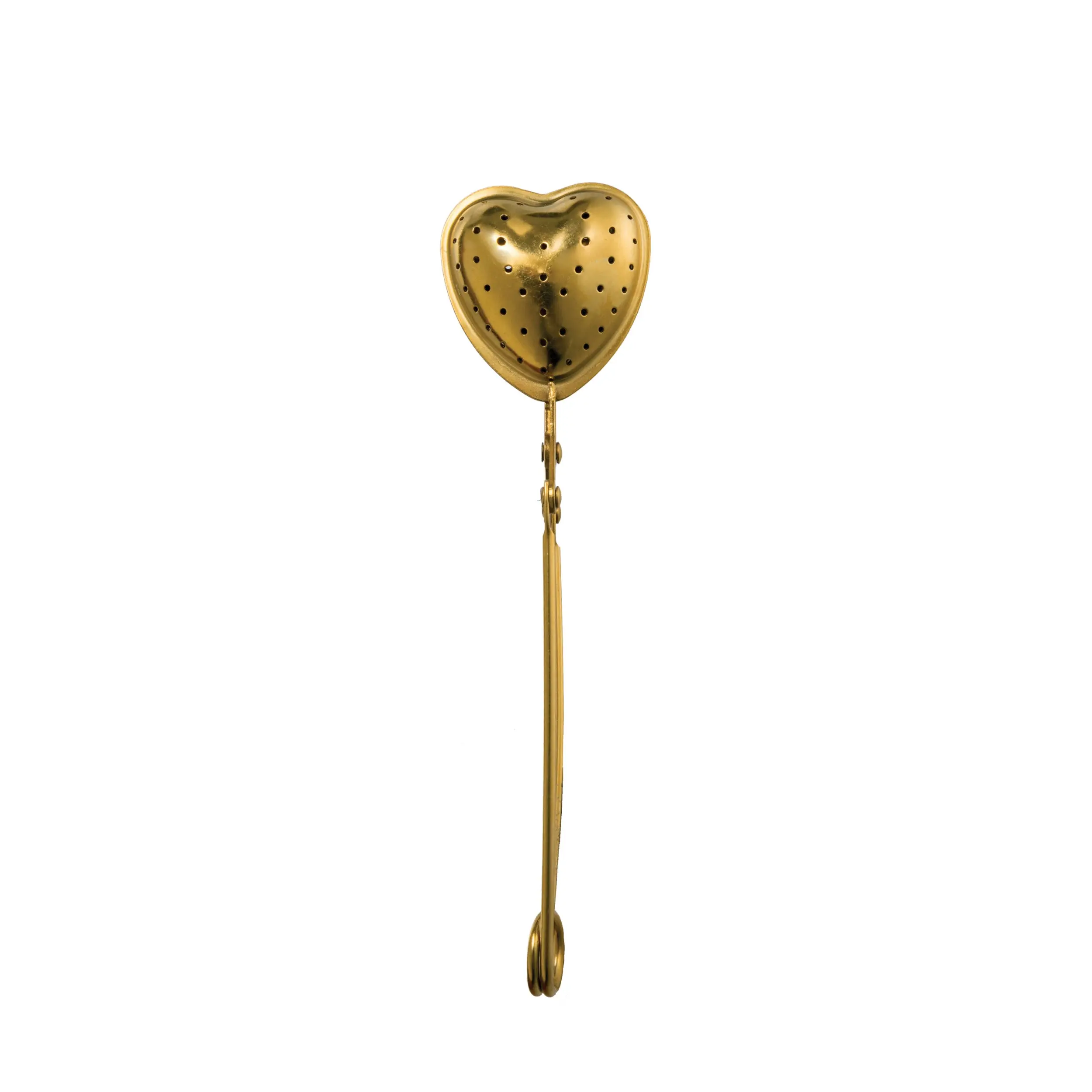 Heart Shape Stainless Steel Loose Tea Strainer with Rich Gold Finish - Gold Kitchenware Tool for Beverage Preparation