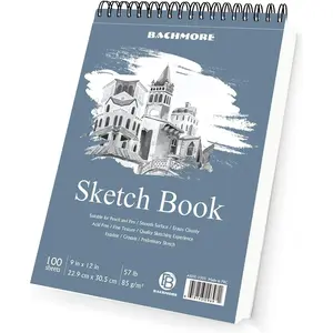 Bachmore Sketchpad 9X12 Inch (57lb/85g), 100 Sheets of Spiral Bound Sketch Book for Artist Pro & Amateurs | Marker Art, Colored Pencil