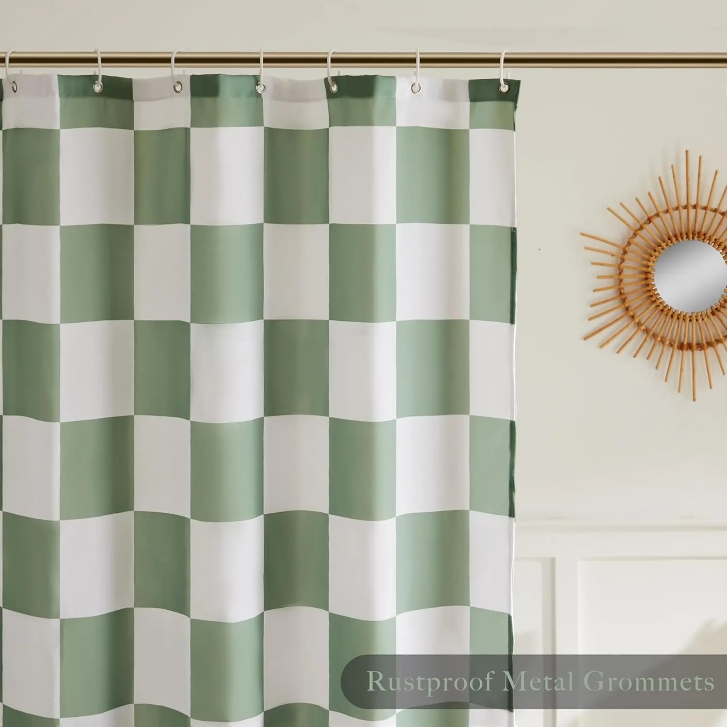 Modern Plaid Waterproof Fabric Shower Curtain, Bathroom Curtain, Decorative Room Divider, Indoor Light Blocking, Includes 12 Hooks, 180x180 Cm, Bathroom Curtains Shower