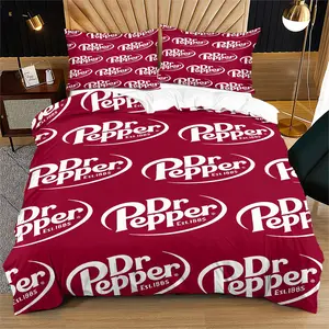 Dr. Pepper Red Can Print Soft and Durable Bedding Duvet Cover Set, including 1 Duvet Cover and 1 or 2 Pillowcases, excluding Duvet and Pillow, suitable for children or adults as a gift, modern style fashionable bedroom bed decoration