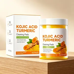 50-Count Kojic Acid & Turmeric Daily Cleansing Pads - Gentle Exfoliating Pads for Acne, Dark Spots, Sensitive Skin