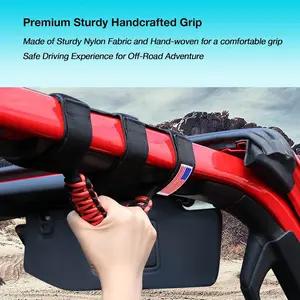 Grab Handles Paracord Roll Bar for Jeep Wrangler Accessories CJ YJ TJ JL JK LJ JLU JKU Sahara Freedom Rubicon,Gladiator JT 1955-2023 Interior Accessories with America Flag Car Accessories