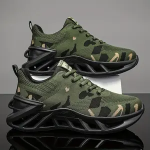 Men's Camouflage Breathable Mesh Running Shoes, All-Season Low Top Lace-Up Sneakers with Rubber Sole and Fabric Insole for Casual Outdoor Sports