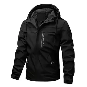 Men's spring and autumn casual tooling jacket, light and practical multi-pocket design, light and thin fabric, hooded, pocket, simple and comfortable wearing experience, men's coat hooded top, solid color coat, men's fashion
