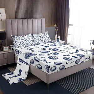 Feelyou Sports Bedding Set - Soft, Breathable Durable Sheets, Baseball/Football/Soccer Themed Bedsheet Sets for Boys, Includes Flat & Fitted Sheets, Sports Room Decor